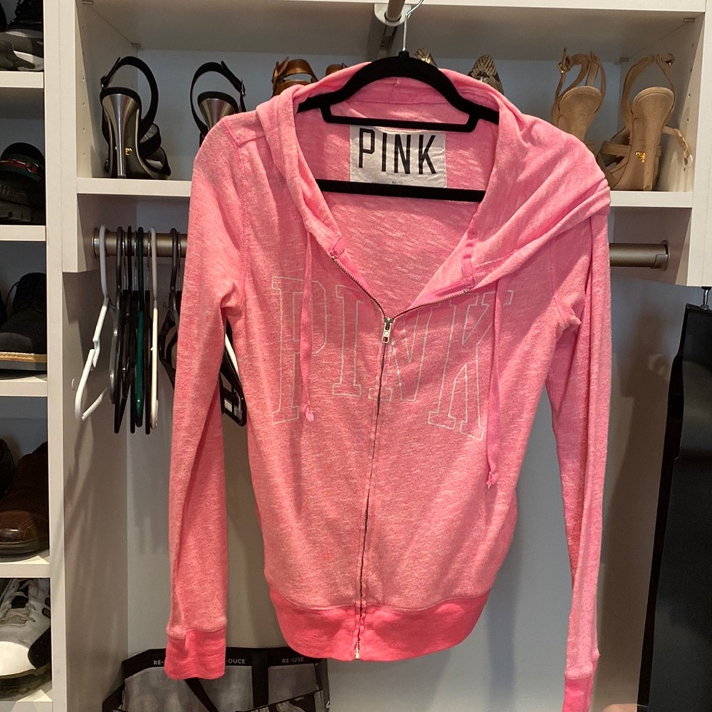 VS PINK hot pink zip hoodie